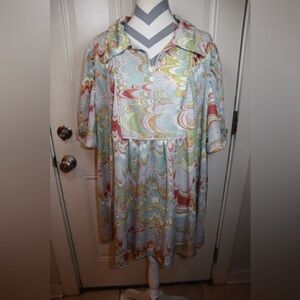 Retro Marble handmade short sleeve dress SIZE LARGE/XL (no tags)